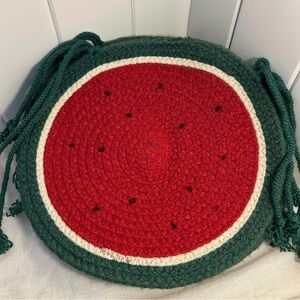 4 vintage watermelon Round Woven Cushion chair seat pad braided SET
